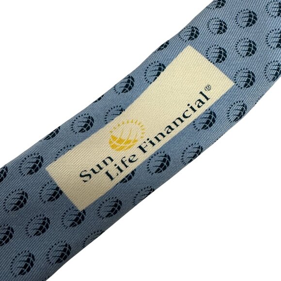 Vineyard Vines Custom Collection Blue Silk Tie With Sun Life Financial Logo - Picture 5 of 6